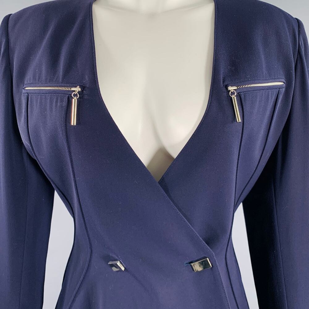 CLAUDE MONTANA Size S Purple Wool Shoulder Pads Jacket - Picture 2 of 8
